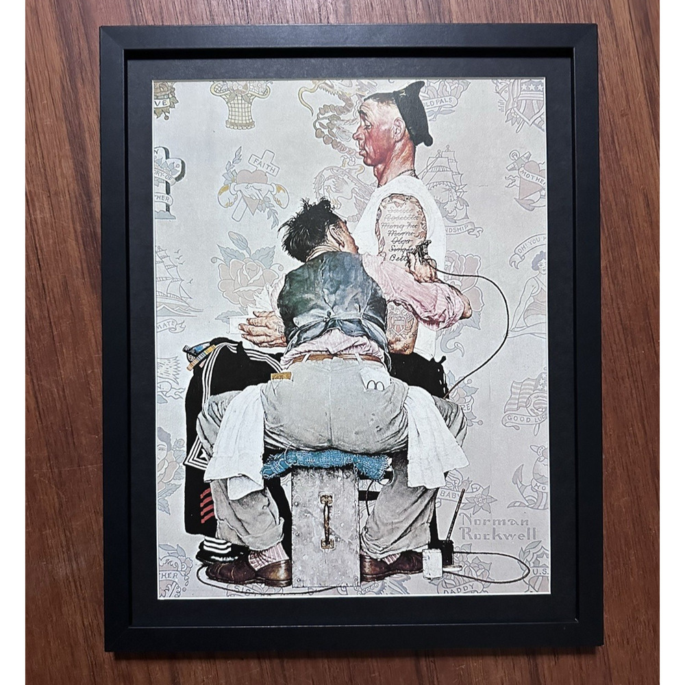 Framed Norman Rockwell "Tattooist" Art Print 11x14